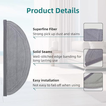 VIEWALL 6 Pack Reusable Mop Pads for Roborock Q10 S5 / Q10 S5+ / Q10 VF / Q10 VF+ / Q10V / Q10V+, Microfiber Washable Mop Cloth, Replacement Parts & Accessories