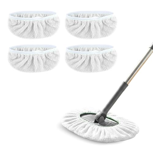 4 Pack Reusable Microfiber Mop Pads - Dry Sweeping Cloths & Wet Mopping Cloths - Washable Wet Pads Refill for Mopping Floors (Mop is not Included), White - color: White 4-pack