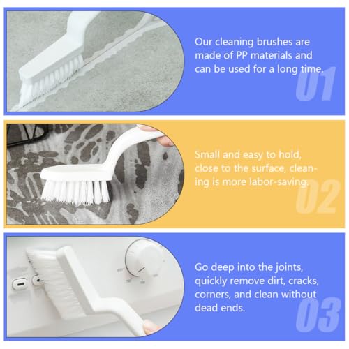 Homoyoyo Crevice Cleaning Brush Set 5pcs White Plastic Bristle Floor Gap Window Track Cleaning Tool for Home Kitchen Groove and Corner Dirt Removal