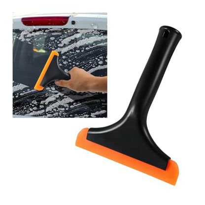 KVAEY Small Silicone Window Squeegee, 5.9 Inch Car Windshield Water Blade Squeegee with Non-Slip Handle, All-Purpose Cleaning Squeegee for Car Windshield, Window, Mirror (Black) - color: Black