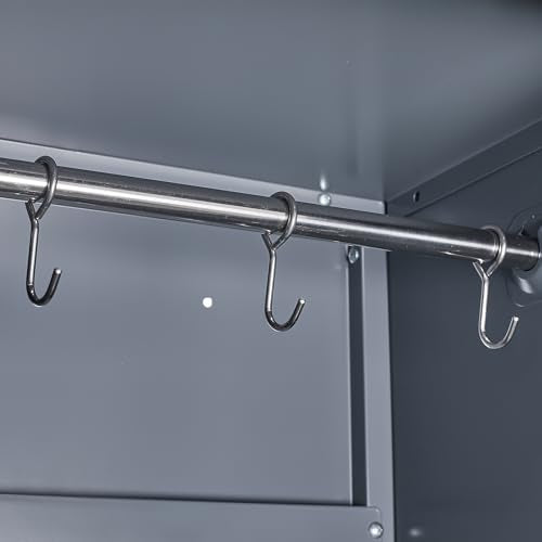Broom Closet, 72" Broom Closet Storage Cabinet with Lock, Metal Tool Storage Cabinets with Pegboard, Cleaning Supply Storage Cabinets with Shelves for Home, Garage, Utility Room, Greywhite