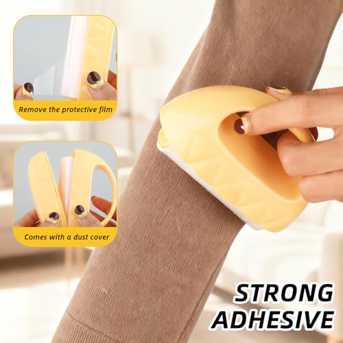 Lint Roller with Washable Sticky Roller Head,Reusable Mini Lint Roller Pet Hair Remover,Portable Lint Remover for Dog,Cat Hair,Clothes,Furniture - color: Yellow Bag