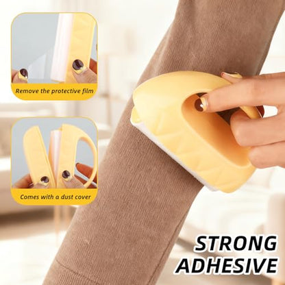 Lint Roller with Washable Sticky Roller Head,Reusable Mini Lint Roller Pet Hair Remover,Portable Lint Remover for Dog,Cat Hair,Clothes,Furniture - color: Yellow Bag