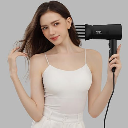 AINA Hair Dryer with Diffuser, Comb | Blow Dryer for Women Compact Travel Professional Ionic Blow Dry | Cold Shot Button 110V/ALCI (Vader Black) - color: Vader Black, size: 4 Piece