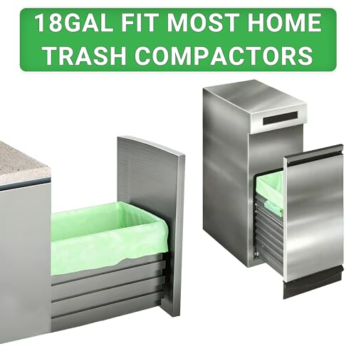 18 Gallon Heavy Duty Compactor Trash Bags with Reinforced Drawstring Garbage Liners 50 Count 1.2 Mil THICK Fit 18 Gallon Compatible with Kitchenaid, Whirpool, GE 15 Inch Compactors Green - color: 18 Gallon Green