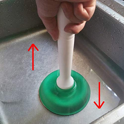 Drain Plunger, Small Hand Force Plumber Helper, Little 4 inch Cup Clog Remover, Tiny Rubber Unclogger in 9" Short Handle for Kitchen Sink, Bathroom Toilet, Shower Bath Tub (Green) - color: Green