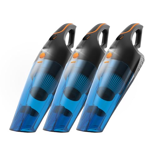 SEALON GV02 (Orange 3 Pack) Handheld Vacuum Cleaner, 10,000 Pa Suction Power - Lightweight for Curtains, Carpets, Sofas & Pet Hair - color: Gv02-orange-3