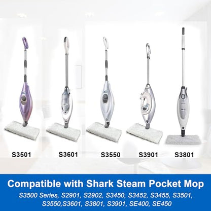 S3601 6 Pack Microfiber Steam Pocket Mop Pads Compatible for Shark Rectangle Mop Head S3500 Series S3501 S3601 S3550 S3901 S3801 SE450 S3801CO S3601D SE450 - color: 6 Pack White