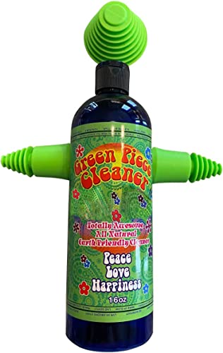 Green Piece® Glass Cleaner 16 oz Bottle with Set of 3 Silicone Plugs (Made in USA) - Excellent for Scent Proofing and Cleaning - style: 16 Fl Oz + Three Green Magnetic Scrubbers
