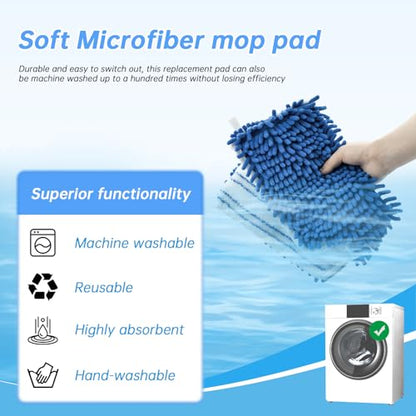 4 Pack Mop Heads Replacements Compatible with O-cedar Dual-Action Flip Mop,Microfiber&Chenille Mop Replace Head for Dry/Wet Use,Double-sided,Reusable and Washable Dust Mop Refills for Floor Cleaning | Double-sided flat mop pads, microfiber and chenille ma