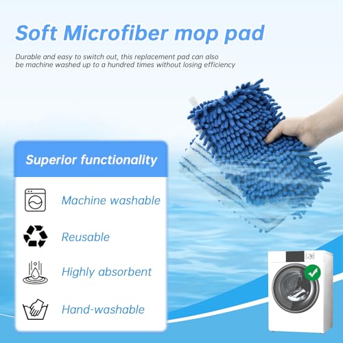 4 Pack Mop Heads Replacements Compatible with O-cedar Dual-Action Flip Mop,Microfiber&Chenille Mop Replace Head for Dry/Wet Use,Double-sided,Reusable and Washable Dust Mop Refills for Floor Cleaning | Double-sided flat mop pads, microfiber and chenille ma