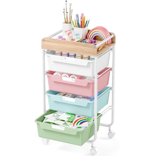 APEXCHASER Utility Cart with 4 Drawers,Rolling Storage Cart for Crafters Artists Kids Teacher Student Storage Arts Crafts & Sewing Study Supplies in Craft Room Dorm Classroom Kids Room-Colorful - color: Colorful, size: 4-Drawers