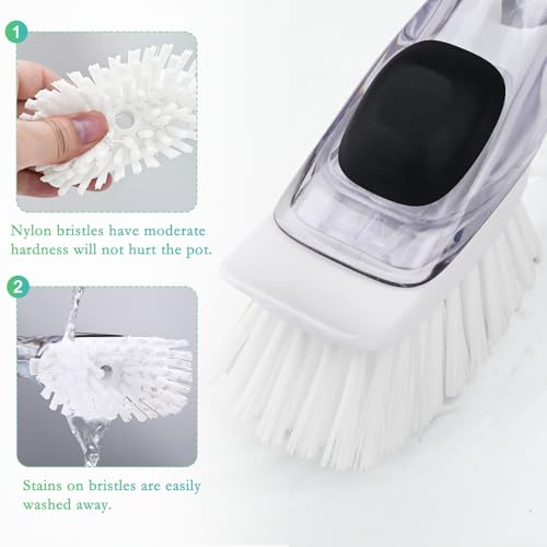 New Brush Refills for OXO New Soap Dispensing Dish Brush - 4 Pack Dish Brush Cleaning Soap Dispensing Head Replacement for Scrubber - color: 4-pack