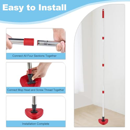 Spin Mop Handle & 2 Mop Base Replacement for O-Cedar RinseClean 2 Tank System, Adjustable 30-58" Telescopic Mop Stick Pole, Lightweight Durable Mop Handle Replacement Parts - color: 2pcs Set