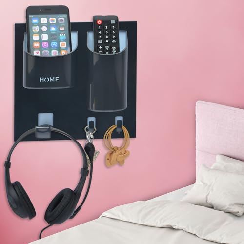 Bedside Shelf Organizer,Stick On Adhesive Wall Mounted Floating Shelf Holder for Phone,Headset,Remote-Good for Home,Dorm,Bedroom(Vertical Type/Black) - color: Vertical Type/Black