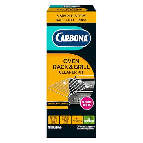 Carbona Oven Rack & Grill Cleaner Kit, Includes Bag & Gloves, Eliminates Thick Grease, Grime & Baked-On Food, Unscented Formula - size: 16.8 Fl Oz (Pack of 1)