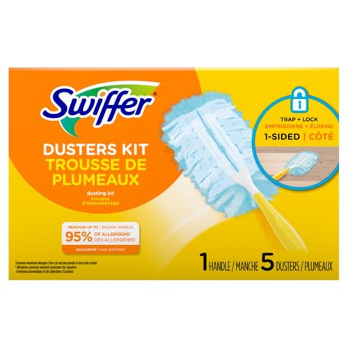 Dusters Starter Kit for Cleaning, Kit Includes 1 Handle and 5 Dusters - size: 5 count (pack of 1) + Handle