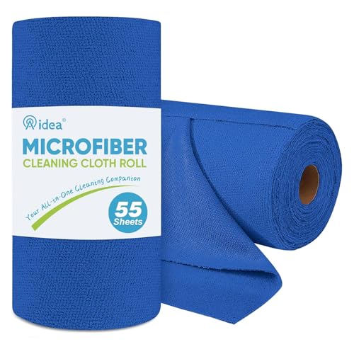 AIDEA Microfiber Cleaning Cloth Roll, Shop Towels 55 Sheets Washable, Microfiber Towels for Cars, Shop Rags Reusable Paper Towel for Automotive, House, Kitchen, Cleaning Supplies 11×9", Dark Blue - color: Dark Blue, size: 55 Count (Pack of 1)