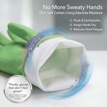 ForPro Natural Rubber Gloves, 6 Pairs Reusable Multi-Purpose Household Cleaning Gloves with Soft Inner Lining, Waterproof & Chemical-Resistant, Lime Zest, Small - color: Lime Zest, size: Small