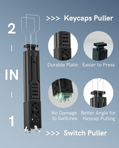 Keymatic 2-in-1 Switch Puller and Keycap Puller for Mechanical Keyboard, Key Switch with 4-Claw Grip, One-Press Eject Design for Fast & Stable Removal,Black - color: Black