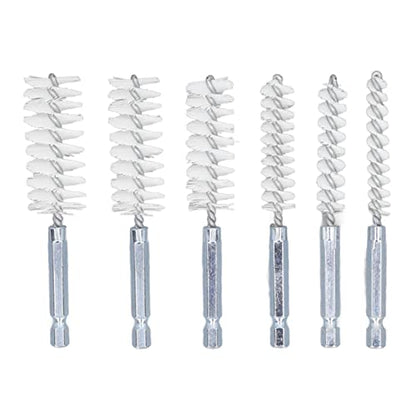 Bore Brush Cleaning Set 6PCS 14 Inch Hex Shank Nylon Brushes for Power Drill, Impact Driver, and General Cleaning - size: Nylon (White)