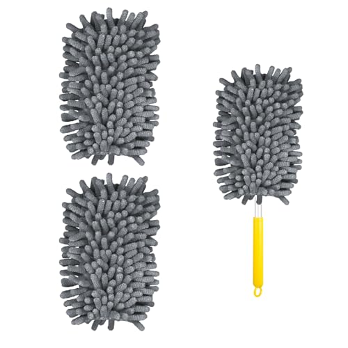 2pcs Duster Refills for Swiffer, Microfiber Dusters Heavy Duty Refills 360 Ceiling Fan Duster Replacements Reusable Hand Dusters for Cleaning (Gray) - color: Gray