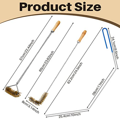 Nuenen 3 Pieces Fryer Cleaning Tools Including L Shaped Fryer Cleaning Brush, Deep Cleanout Rod and Long Handle Basket Brush, Good to 750f for Restaurant Accessories