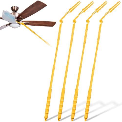 Colingmill 4 Pcs 3 ft Replacement Handles Compatible with Duster Refills, Long Extended Handle Only, Adjustable Length for Ceiling Fans, Blinds, Shelves, Windows, Foldable & Extendable (Yellow) - color: Yellow