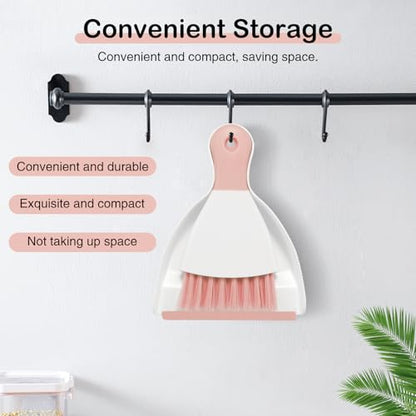 NACENA Mini Dustpan and Brush Set 2 Pack, Small Broom and Dustpan Set Dust Pan and Mini Hand Broom Dustpan and Broom Combo Compact for Home Table Keyboards Sofa Kitchen, Pink - color: Pink, size: 2 packs