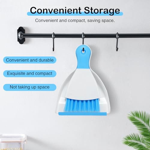 NACENA Mini Dustpan and Brush Set 2 Pack, Small Broom and Dustpan Set Dust Pan and Mini Hand Broom Dustpan and Broom Combo Compact for Home Table Keyboards Sofa Kitchen, Dark & Blue - color: Dark Blue, size: 2 packs
