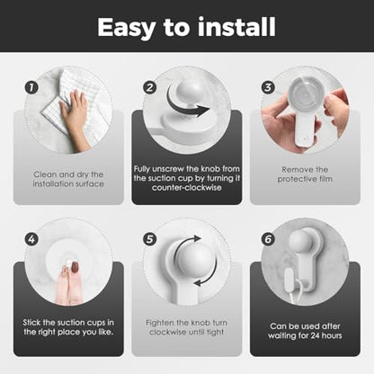 Shower Hooks for Inside Shower,No-Drill Removable&Reusable Towel Hooks for Bathroom,Heavy Duty Suction Cup Hooks for Glass Window,2 Pack(White) - color: White