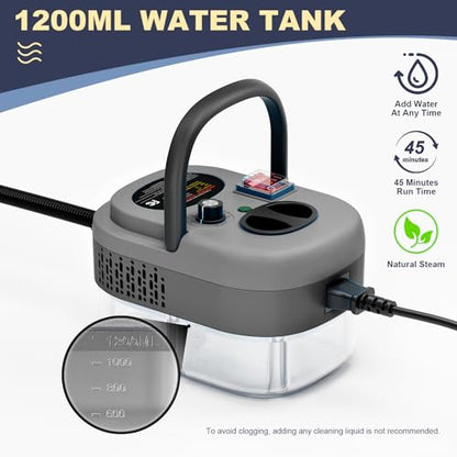 Portable High-Pressure Handheld Steam Cleaner, 14-Piece Accessories, 6 Steam Levels, 15s Heat-Up,chemical-free Cleaning Tile, Grout, Dirt, Grease & Car Detailing-Black - color: 1GARY