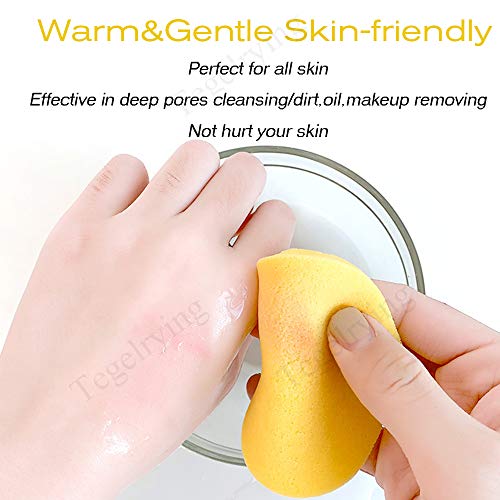 Facial Sponge Compressed,60 Pcs PVA Professional Makeup Removal Wash Round Face Sponges Spa Pads Exfoliating Cleansing for Women,Yellow,Green - color: Yellow,green