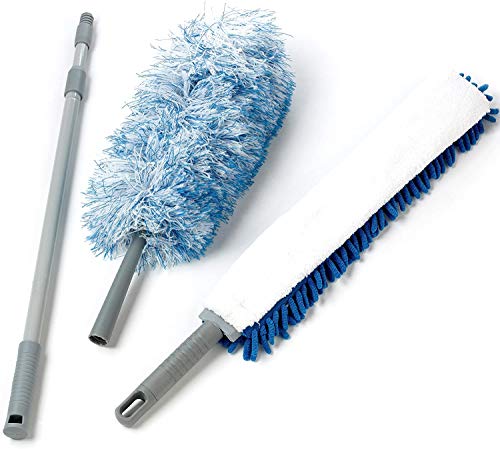 O-Cedar Dual-Action Microfiber Duster w/Telescopic Handle, 3 Piece Set, White, Blue (Pack of 2) - size: 3 Piece Set (Pack of 2)