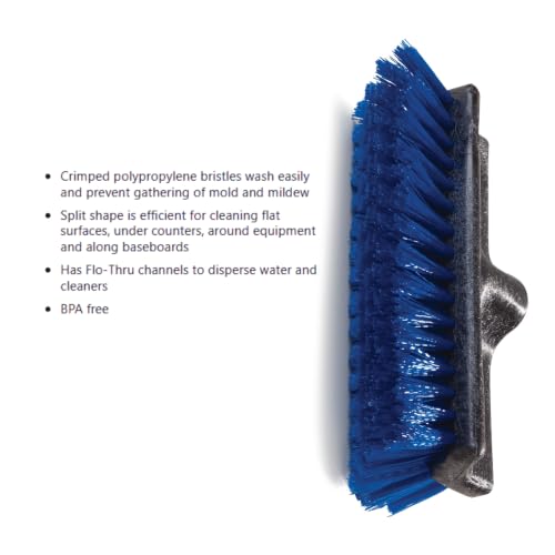 SPARTA Flo-Pac Deck Brush Floor Scrubber, Grout Brush with Dual Surface for Bathroom, Patio, Kitchen, Wall and Deck Cleaning, 10 Inches, Blue