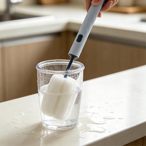 Bottle Brush，Water Bottle Cleaner Brush ，Sponge Brushes，Bottle Brushes for Cleaning，Long Handle Bottle Brush,Perfect for Bottles、 Water Bottles 、 Narrow Neck Containers(2pcs +2Sponge Refill)