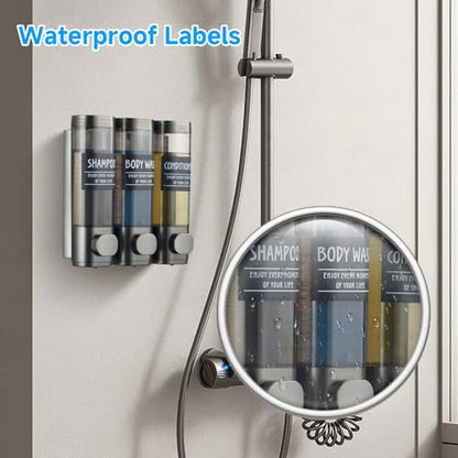 Shampoo and Conditioner Dispenser,GlintGath Shower Dispenser 3 Chamber No Drill Shampoo Dispenser for Shower Wall Mounted Shower Soap Dispenser for Bathroom Hotel,3 * 300ML,Gun Gray - color: Gun Gray 3 Chamber