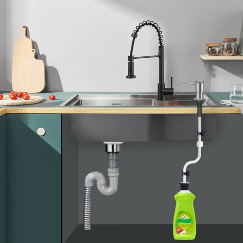 Sink Soap Dispenser Extension Tube Kit with Check Valve, 47" Under Sink Soap Dispenser Hose for Kitchen, Suitable for Most Dish Soap Containers, No More Refills The Little Bottle Again (2 Pack) - size: 2 Pack