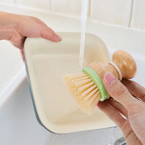 UPKOCH Kitchen Scrubber Brush with Palm Handle Green Vegetable and Dish Cleaning Brush for Tough Stains for Pots and Pans Cleaning