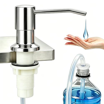 Soap Dispenser for Kitchen Sink, Built in Sink Soap Dispenser (Brushed Nickel), Countertop Soap Dispenser Pump with 47" Extension Tube kit, No Need to Fill Little Bottle Again (Mirror Light) - color: Mirror Light