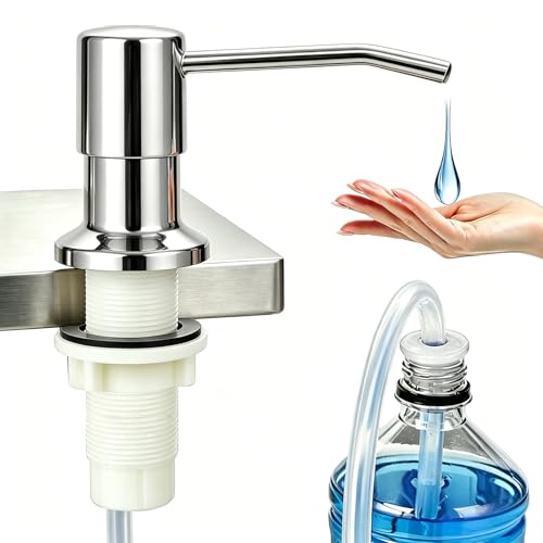Soap Dispenser for Kitchen Sink, Built in Sink Soap Dispenser (Brushed Nickel), Countertop Soap Dispenser Pump with 47" Extension Tube kit, No Need to Fill Little Bottle Again (Mirror Light) - color: Mirror Light