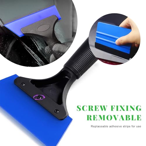 Yourkar 2 PCS Window Tint Kit Tools, Professional Vinyl Wrap Kit with Plastic Squeegee & Felt Squeegee, Universal Privacy Film Installation Tint Tools for Vehicle Glass Home (Blue) - color: Blue