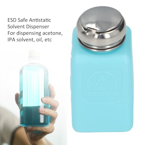 200ML ESD Antistatic Square Liquid Dispenser, Press Type Solvent Bottle with Stainless Steel Lid for IPA Solvent, Oil