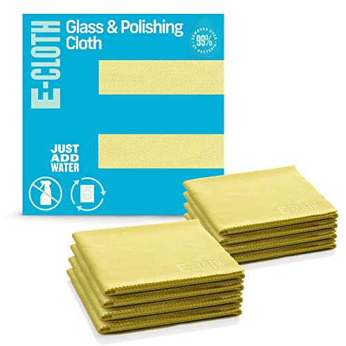 E-Cloth Glass & Polishing Cloths, Premium Microfiber Glass Cleaner, Great for Windows, Glass and Mirrors, Washable and Reusable, 100 Wash Guarantee, Daffodil Yellow, 8 Pack - color: Daffodil Yellow - 8 Pack, size: New Version