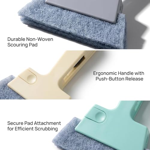 9PCS 4-in-1 Multifunctional Window Brush Set for Efficient Win-dow Maintenance, Window Sill Cleaner Tool, Win-dow Track Cleaning Tools, Includes Three Brushes and Six Replacement Pads