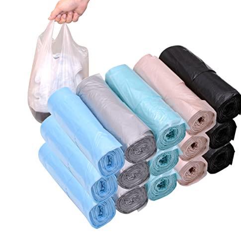 4 GALLON Bathroom Trash Bags, 300 Counts Small HANDLES Garbage Bags for Office, Bathroom Wastebasket Waste Bin Colorful Portable Rubbish Bags (Mixed, 300 Counts) - size: 1 Count (Pack of 300)