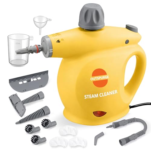 Handheld Steam Cleaner, Pressurized Multi-Surface Steam Shot with 13 Accessories, Safety Lock, Steamer for Cleaning Floor, Upholstery, Grout, Windows, Couch and Car (Yellow) - color: Yellow