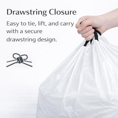 21 Gallon Drawstring Trash Bags, 100 Count Extra Strong Drawstring Kitchen Garbage Bags, Fit for 80 Liter / 21.1 Gal, Tear-Resistant Unscented Household Liners 1.2 Mil Large Trash Bags