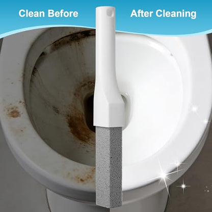 8 Pack Pumice Stone Toilet Bowl Cleaner with Long Handle - Replaceable Toilet Pumice Stone, Equipped with 2 Handles and 8 Floating Stones for Cleaning Toilets, Bathtubs, Grills, Swimming Pools, Sinks