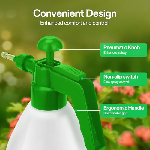 VIVOSUN 50oz Pump Sprayer, Handheld Garden Water Sprayer Bottle with Adjustable Brass Nozzle, for Spraying Plants, Flowers, Weeds and Cleaning, Green - color: Green, size: 50oz